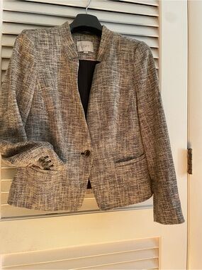 LOFT Women's Gray Black Tweed Like Blazer